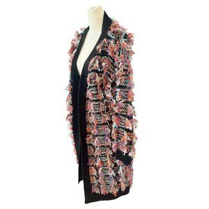 NWT Wild Flower Multicolor Chunky Metallic  Fringe Cardigan
